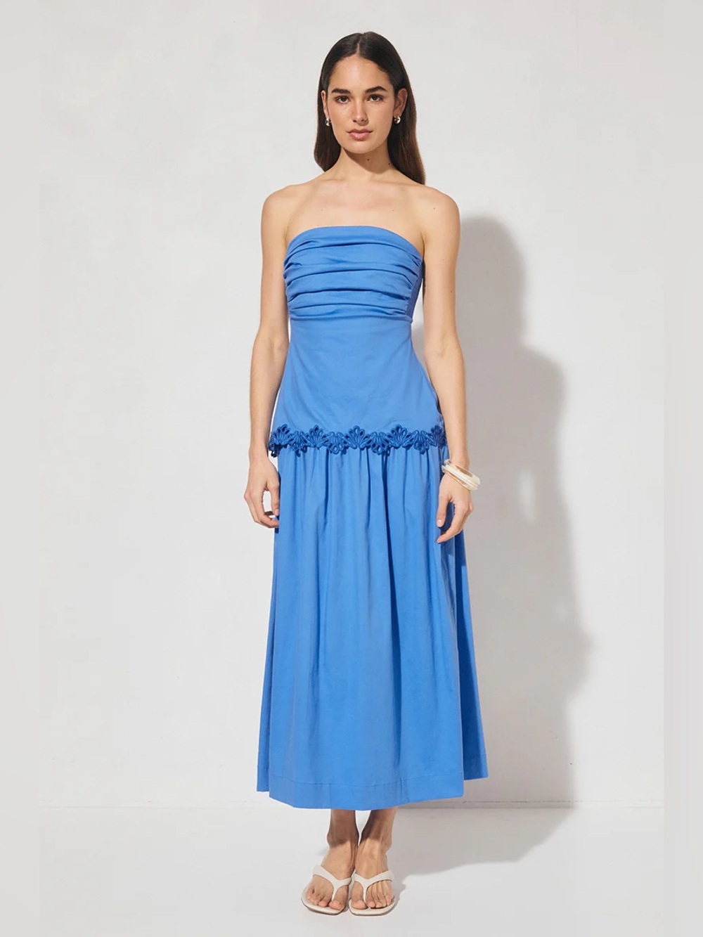 NWT MON RENN Bluebell Fran Dress Size S Small Blue Eyelet Embroidery